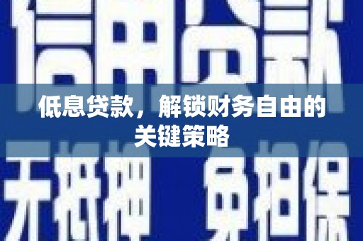 墨竹工卡低息贷款，解锁财务自由的关键策略